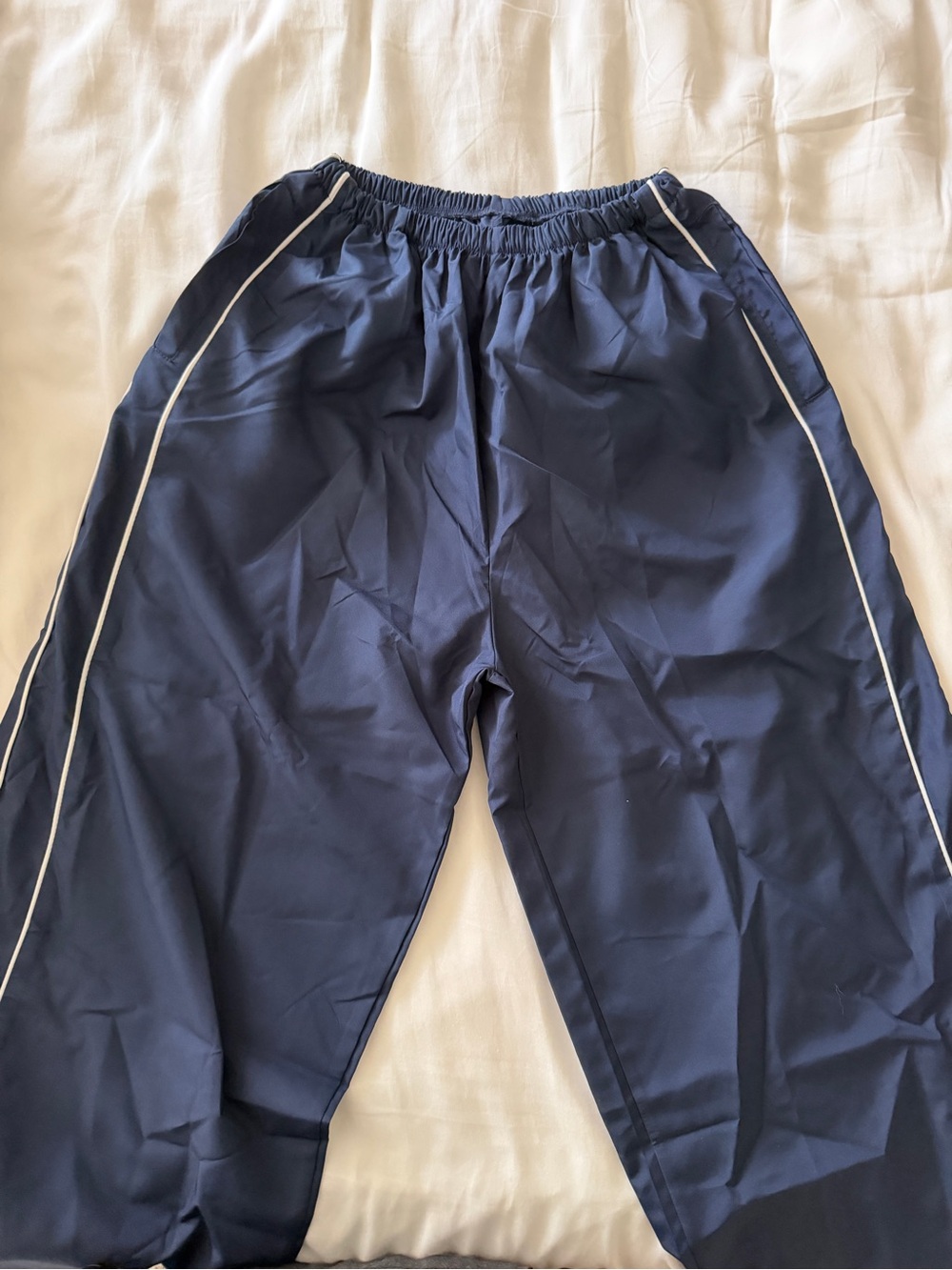 Navy Track Jogger Pants with White Piping